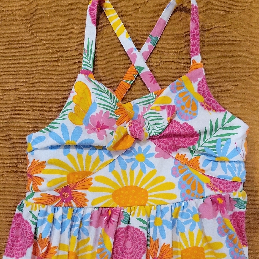 Tommy Bahama Girls Size 8 Floral Sundress in Pink, Yellow & Blue - Picture 3 of 5
